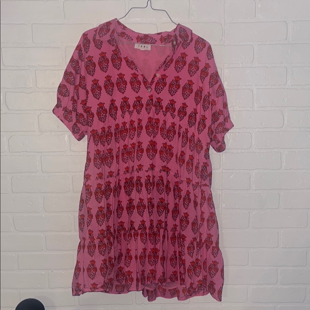 THML Womens Dress Pink and Red Patterned Mini Dress Medium - Picture 6 of 10